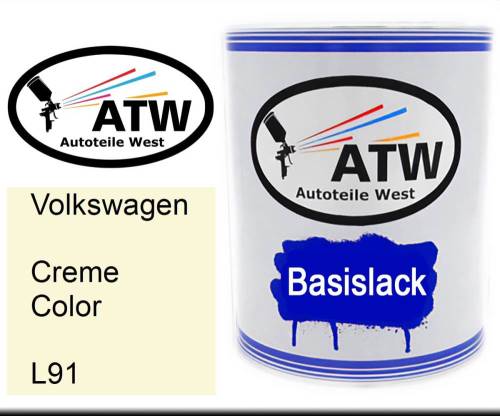 Volkswagen, Creme Color, L91: 1L Lackdose, von ATW Autoteile West.